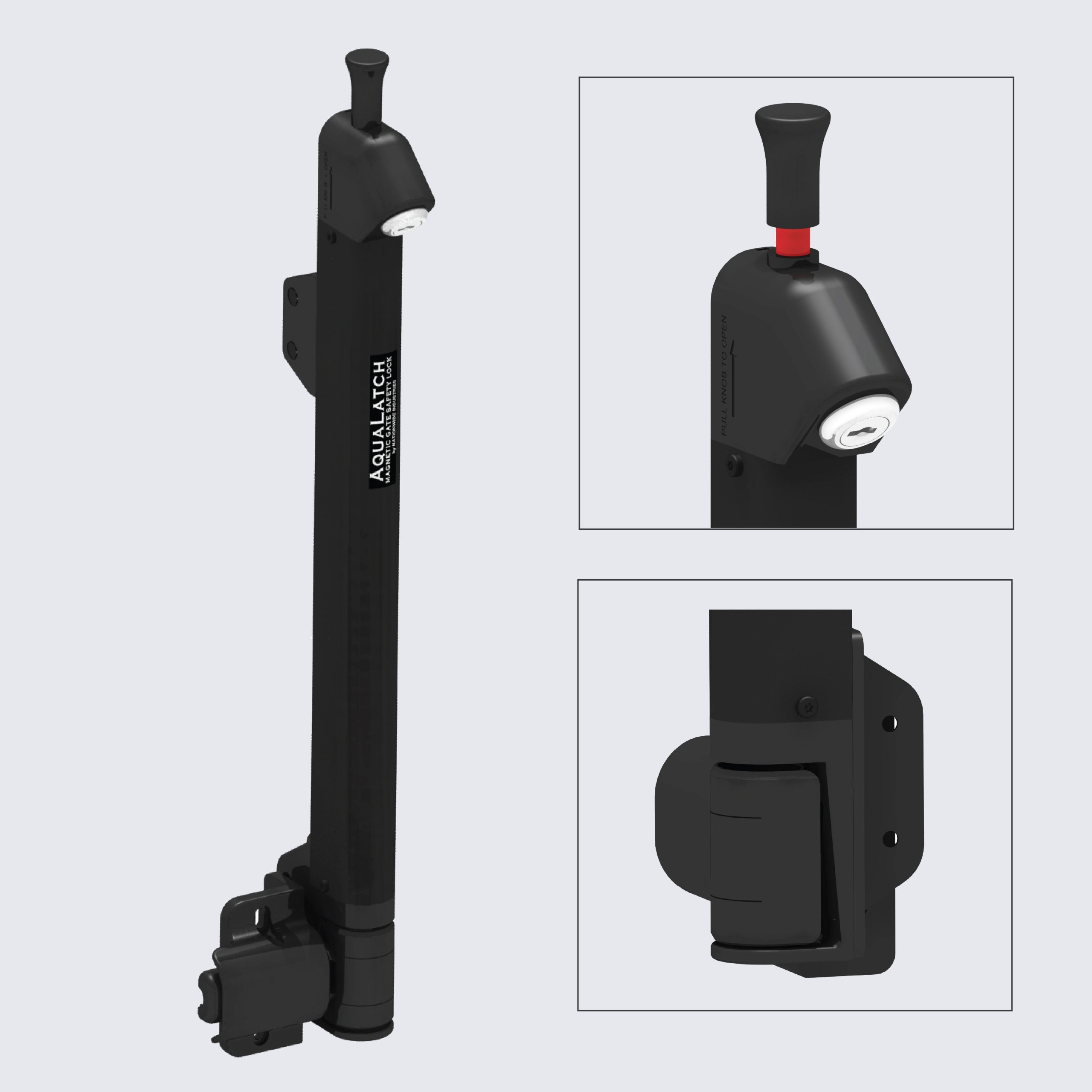 Lockable Top Pull 1 AquaLatch 20 inch long view
